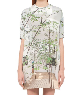 AKRIS N House Short-Sleeve Printed Silk Tunic Dress SZ 36 = US 4 - NWOT