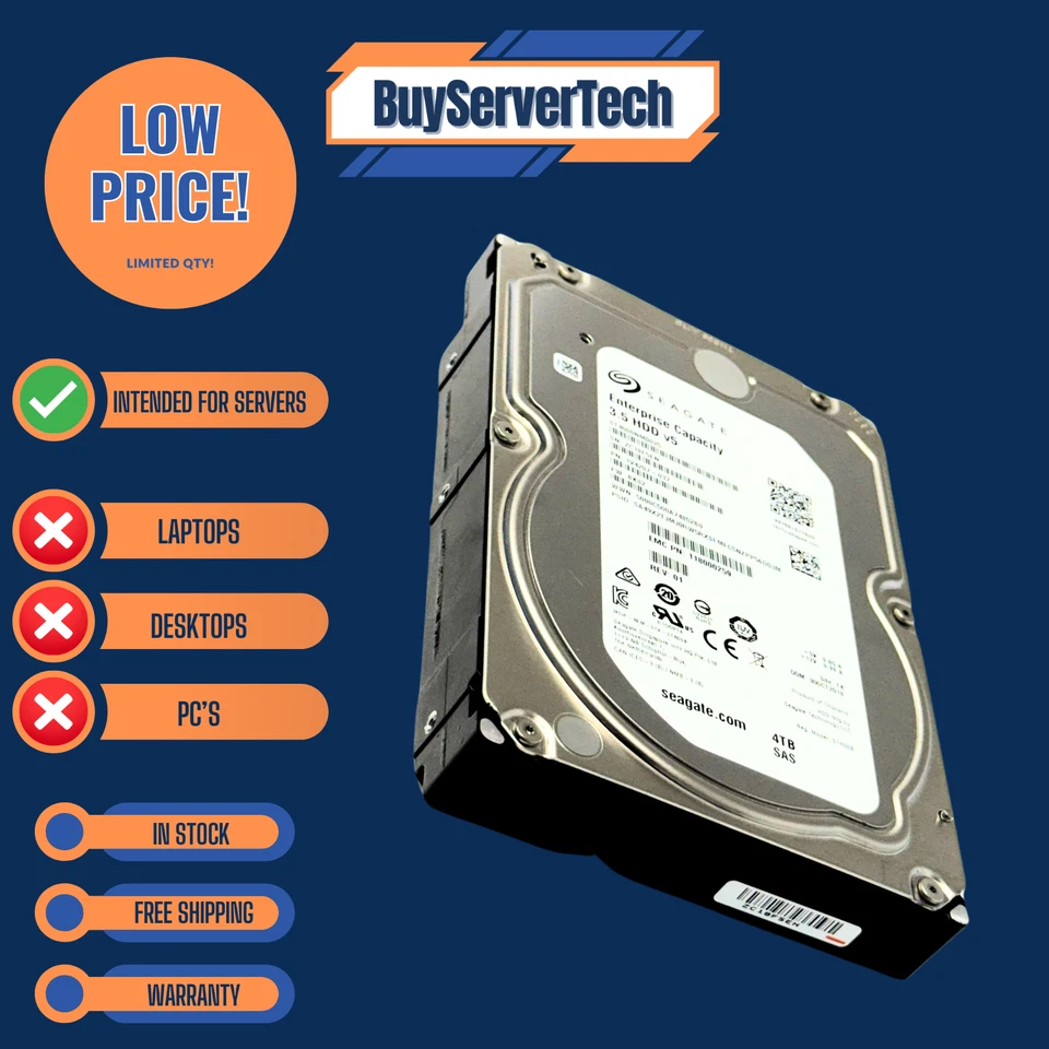 Seagate ST4000NM0125 4TB 7200RPM 12Gb/s SAS 3.5" HDD | EXOS | 1YZ207-004 | 1YR - Image 2 of 4