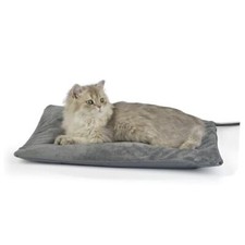 Outdoor Heated Cat Bed, Soft Pet Heating Pad with Steel-Wrapped 19.7"L x 15.7"W