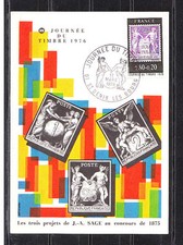 carte  1er jour  journée du timbre   01  Saint Denis les  Bourg  Ain    1976