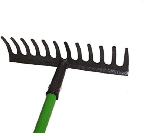 AB Tools Garden Rake Soil Leaves Leaf Raker 12 Teeth Carbon Steel With PVC Grip - Picture 2 of 4