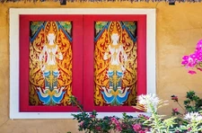 3D Buddha Statue D546 Window Film Print Sticker Cling Stained Glass UV Block Amy