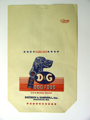 Unused 1940`s D & G Dog Food 2 lb Bag - Dietrick & Gambrill Inc Frederick Md 