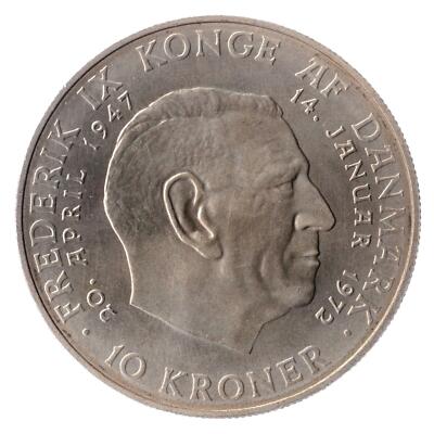 Danish Coin 10 Kroner | Queen Margrethe II | King Frederik IX