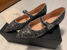 J.Crew Pointy-toe Mary Jane flats glitter Silver Size US10.5 Brand New