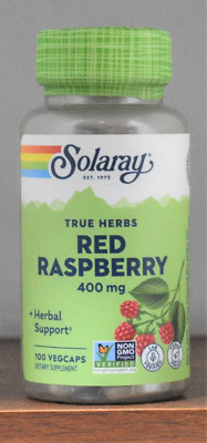 Solaray Red Raspberry 100 Capsules Whole Leaf Vegcaps 400 mg Rubus Idaeus 400mg