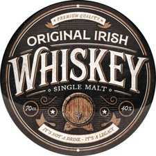 Whisky Nostalgie rundes Blechschild 35 cm Original Irish Irland