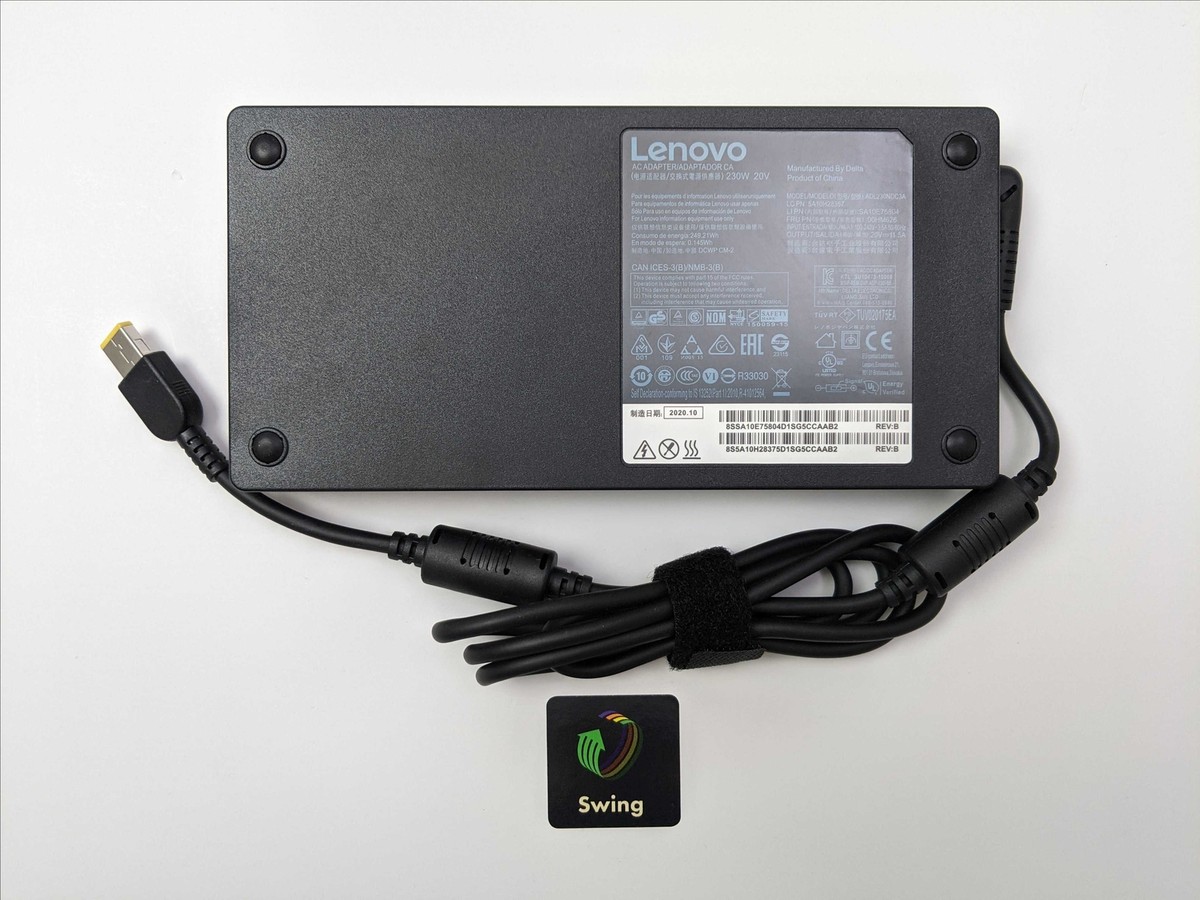 Alimentatore Nero Lenovo Alimentatore Lenovo Originale 230W 20V 11.5A - Per Notebook P50 P51 P52 P53 P70 P71 P72 P73 Legion Caricatore Per Workstation Lenovo
