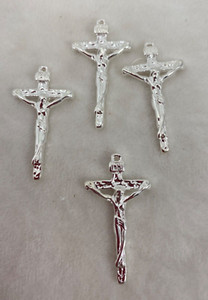 25 pieces  ~  3/4"  x  1 1/2" ~ Silver Crosses / Crucifix Rosary Parts ~  OB12