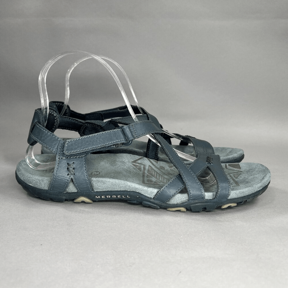 Sandali Merrell donna taglia 9 pelle blu sabbia cinturino regolabile