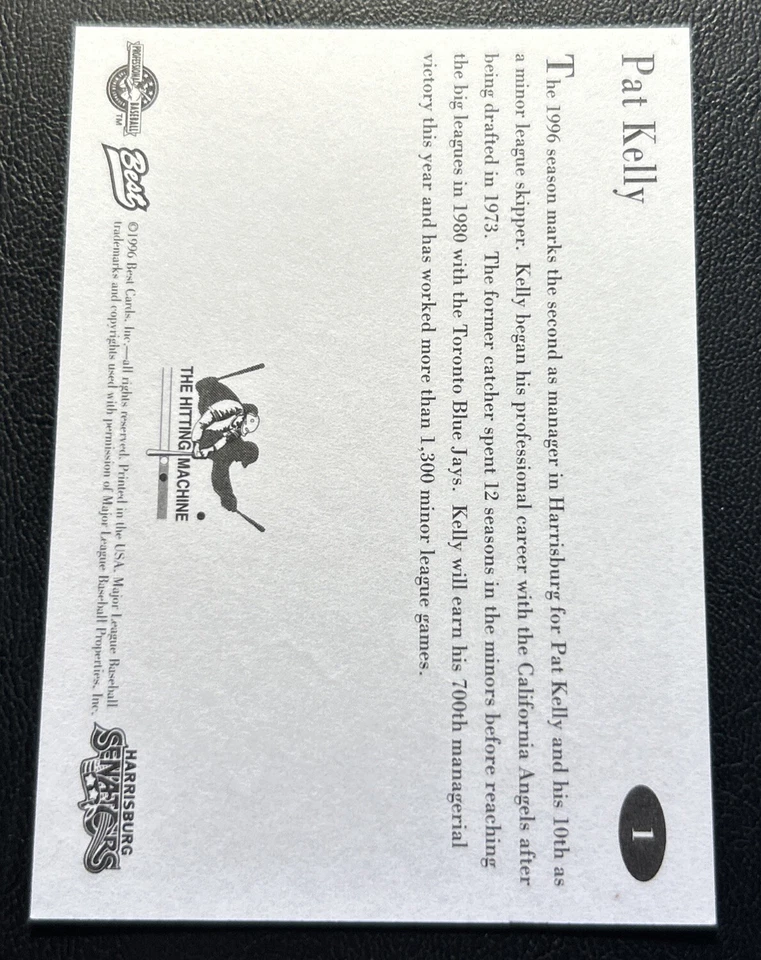 Conjunto de equipo 1995 #30 Pat Kelly Harrisburg Senators autógrafo firmado (DR31) SWSW6 Foto 3 de 3