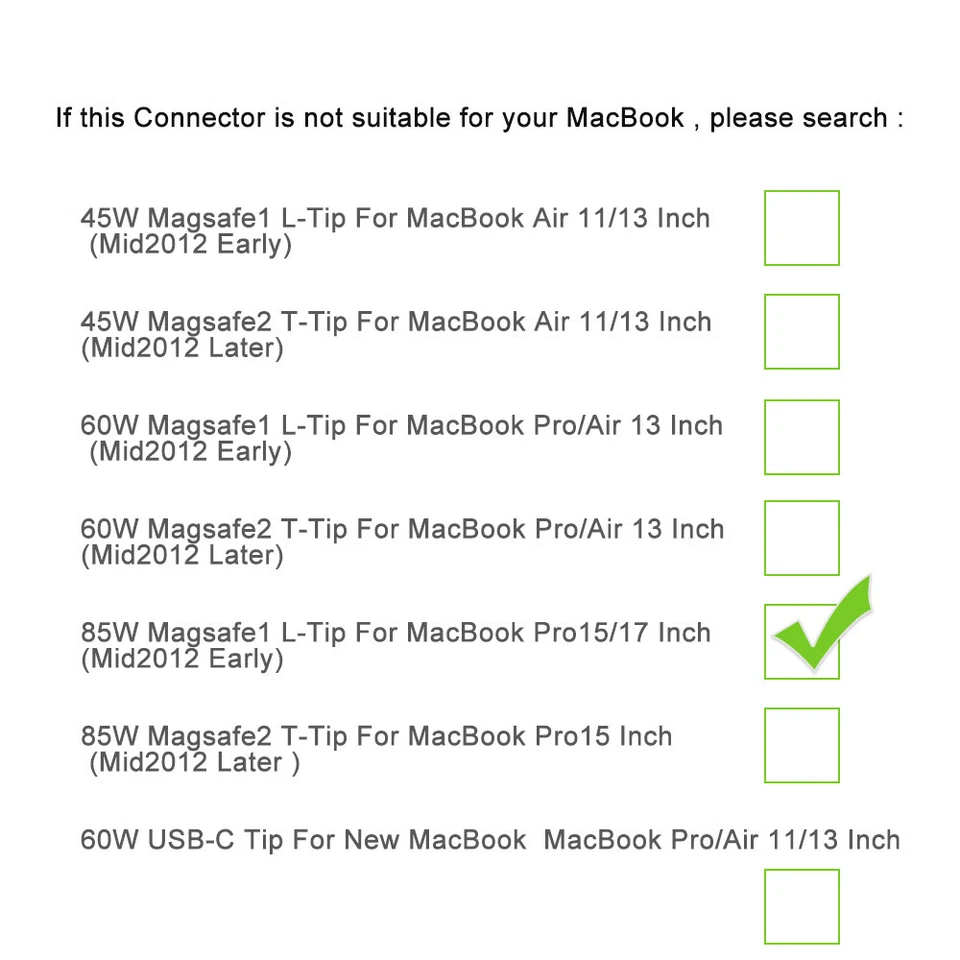 85W Netzteil Ladekabel Ladegerät Adapter Für Macbook Pro MagSafe 1, L-Tipp A1286 - Bild 3 von 4