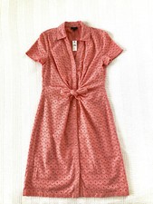 Talbots Women's Pale Coral Short Sleeve Eyelet Shirt Dress, Size 4