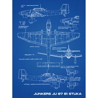 Junkers Ju 87 B2 Stuka Flugzeug Kunstdruck Leinwand 30X40 Cm