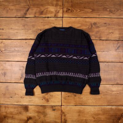 Vintage Pendleton Pullover Pulli XL 80er Abstrakt USA Made Lobo Azteken Rundhals