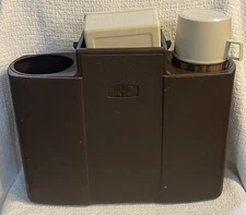 Vintage THERMOS BRAND Picnic Tote w/ Wood Grain Thermos & Food Storage Container