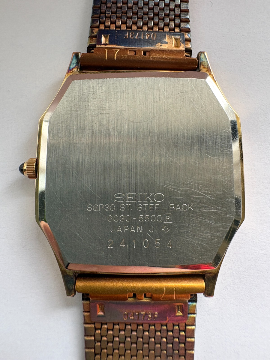 N MINT] Vintage Seiko Dolce 6030-5500 29mm Gold Dial Octagon