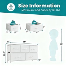 2/5-drawer Storage Cabinet With Scratch-resistant Fabric Drawers,
