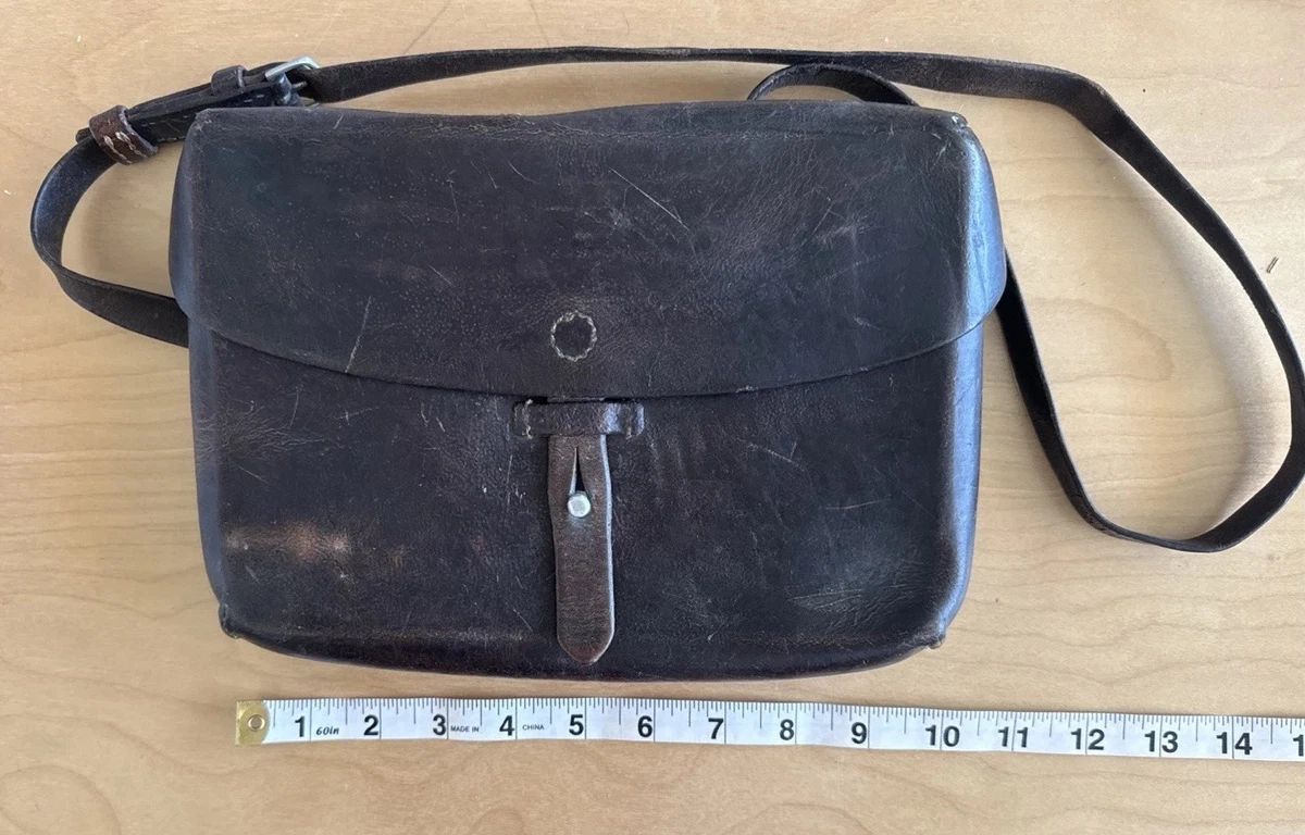 Antike Schweizer F. Diener Handarbeit Sattler Ledertasche - Militär Offiziere Umhängetasche