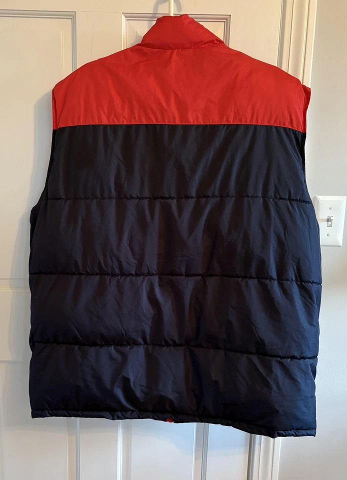 U.S. Polo Assn Vest Mens 2XL Red Navy Puffer Quilted Colorblock Zip Pockets - Image 2 of 4