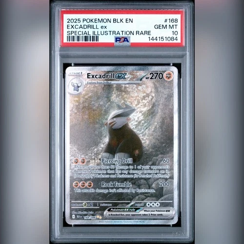 PSA 10 Excadrill ex 168/086 Black Bolt SIR 2025 GEM MINT Pokemon Card