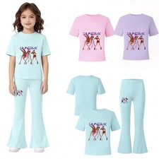 2PCS Girls Demon Hunters Fashion Costume Set With T Shirt  Flare Pants