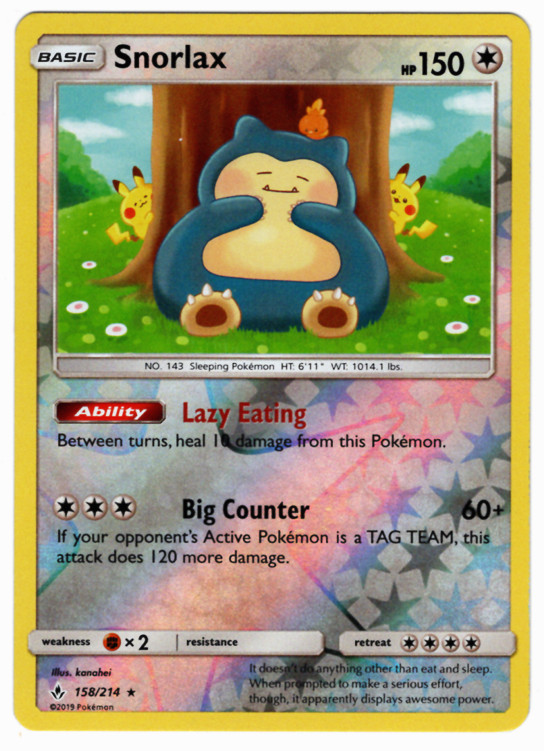 The Pokémon Company Pokémon TCG Snorlax 158/214 Unbroken Bonds Reverse Holo