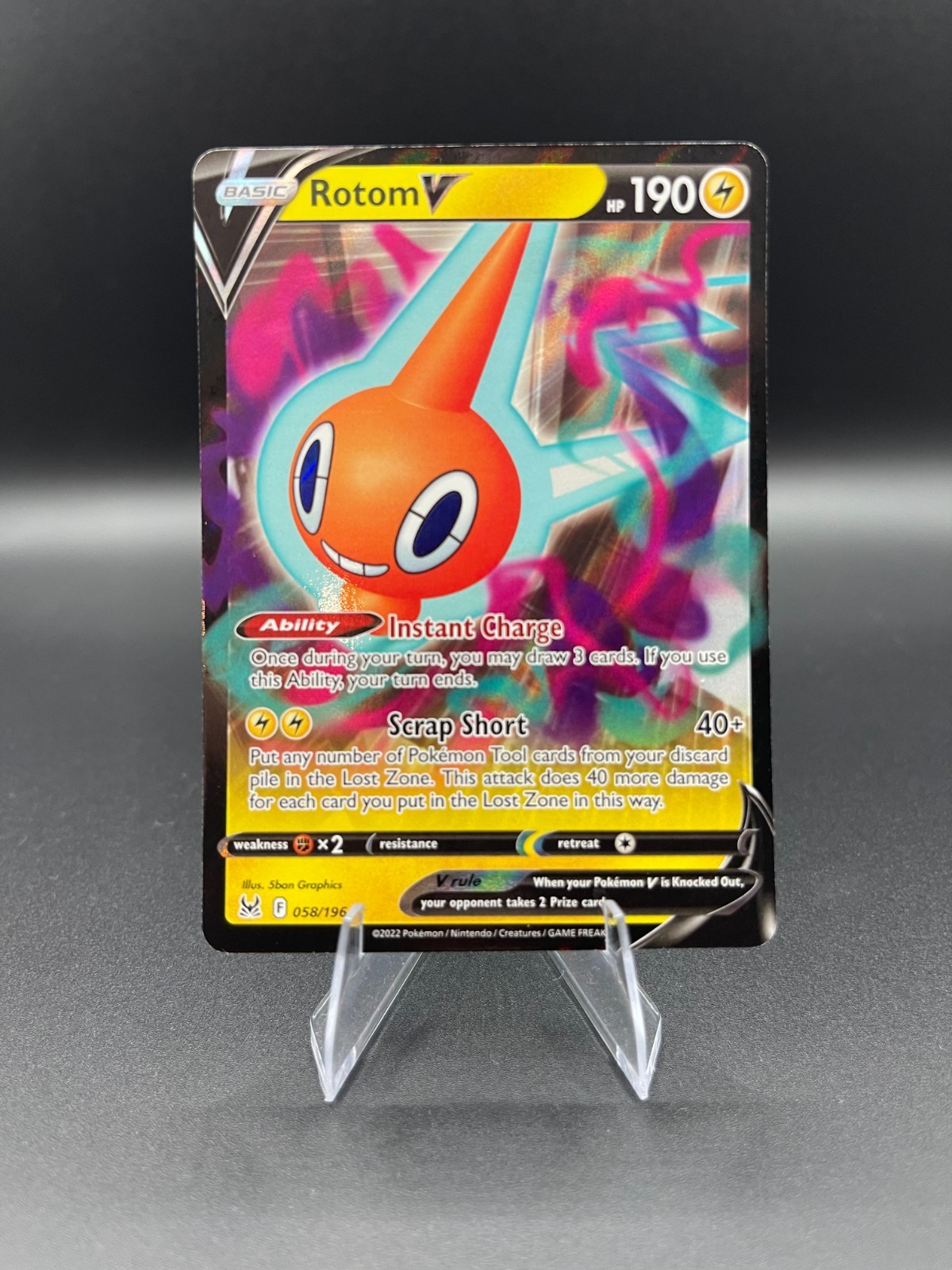 Rotom V 58/196 (NM) Lost Origin Ultra Rare - Pokémon TCG