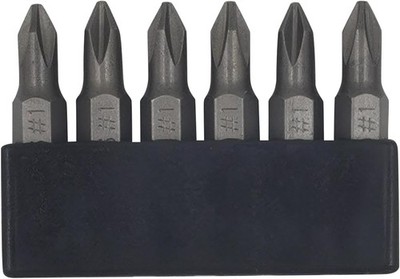 6Pcs 35mm JIS Screwdriver Bit Set with Magnetic Tip, #1x2 #2x2 #3x2, Grey