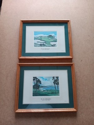 Signed Golf Course Watercolors Prints James March Phillips Set Of Two 18th Hole