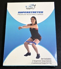 Fit Simplify Superstretch Premium Resistance Loop Exercise Bands Set of 5 Blue