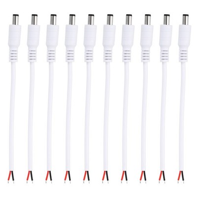 6'' DC Power Cable, 20 Pcs 5.5mm x 2.1mm Barrel Plug Socket Cables DC Male, White