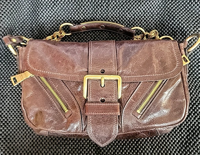 Prada Vitello Shine Moro chain shoulder bag brown calfskin leather bag