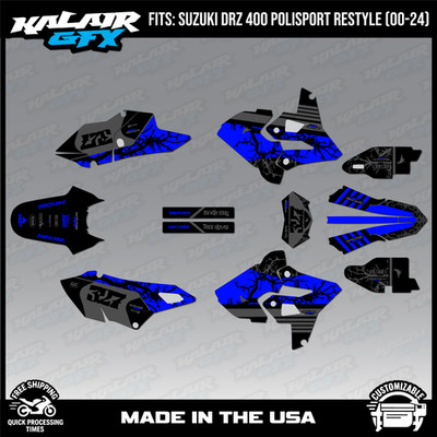 Graphics Kit for Suzuki DRZ400 Polisport Restyle  (2000-2024) Rail - Blue Shift