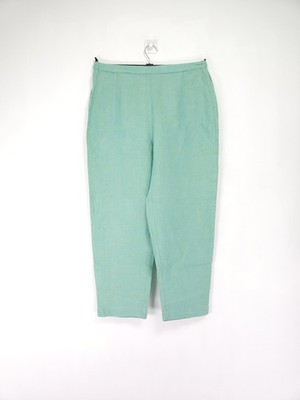 Sahara Hose Gr. 1 UK 10 12 grün 100% Leinen gerader Gummibund cropped