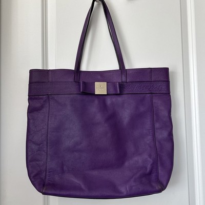 Kate Spade Large Tote Handbag NY Primrose Hill James Purple Leather