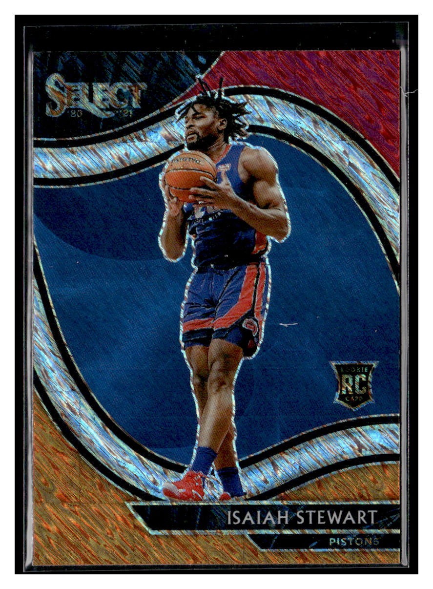 2020-21 Panini Select #285 Isaiah Stewart Red White Orange Shimmer RC Pistons