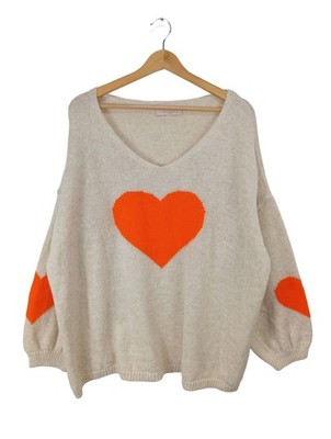 BELIEVE Strickpullover Damen Pullover Gr. DE 42 creme-hellorange Casual-Look
