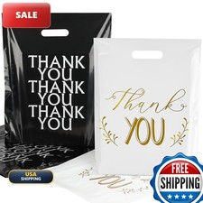 POPGIFTU GXD1 Thank You Bags Small 12x15 100 PCS for Business Plastic Shopping