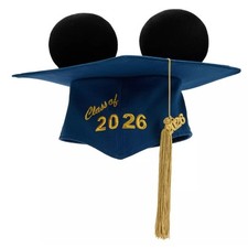 Disney Mickey Mouse Ear Hat Graduation Cap Hat Mortarboard Tassle Blue 2026