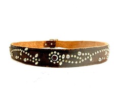 Joed Upcycled Vintage Brown Studded Vine Design Leather Belt Sz 34-38 XL Flower