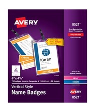 Avery Customizable Name Badges, 6" x 4.25", Laser/Inkjet Printable Inserts, I...