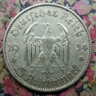 Rare 1934-D German 5 Mark KM#82 Divide Date Potsdam Garrison Church Swastika — photo 1