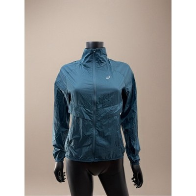 ASICS Women's Lightweight Running Jacket Small Teal Blue Windbreaker Zip Up