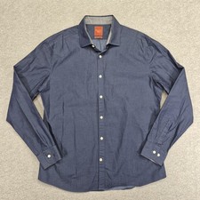 Original Penguin Dress Shirt Mens 16 34/35 Blue Heritage Slim Fit Stretch Solid