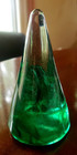 Kosta Boda Art Glass Cone Paperweight Swirl Christmas Tree Emerald Green — photo 7
