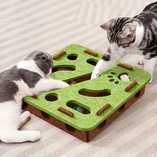 Cat Puzzle Toy Box with Ball Interactive Felt Playhouse Exercise Fun Indoor Cat
