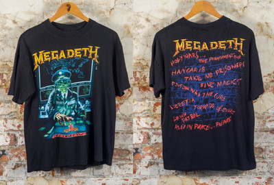 Megadeth Rust In Peace 1990 Vic Rattlehead T-Shirt Vintage Thrash Metal Tee
