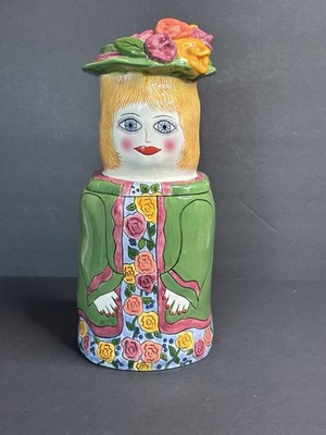 Bella Casa by Ganz Susan Paley Charlotte Ceramic Floral Figurine Jar Vintage