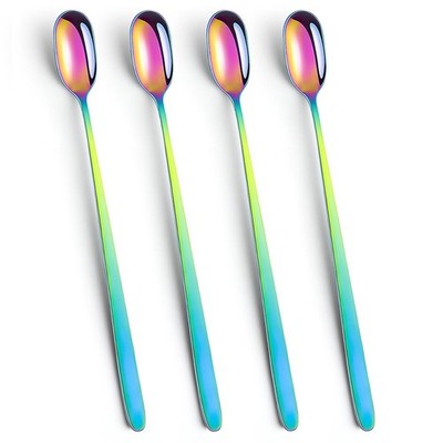 Long Handle Iced Tea Spoons,9.1-Inch Stainless Steel Coffee 1, Colorful 